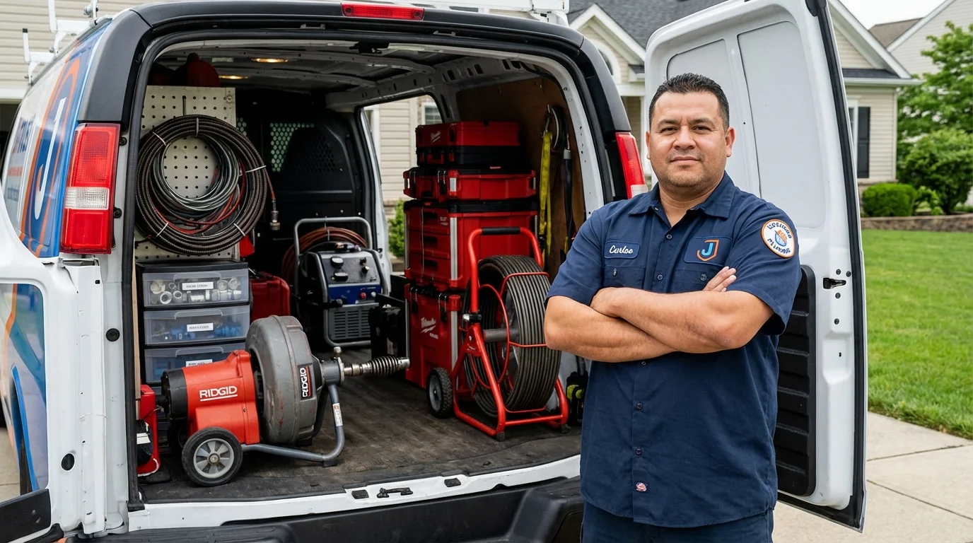 Professional drain cleaning equipment and Johns Plumbing LLC plumber in Shepherd