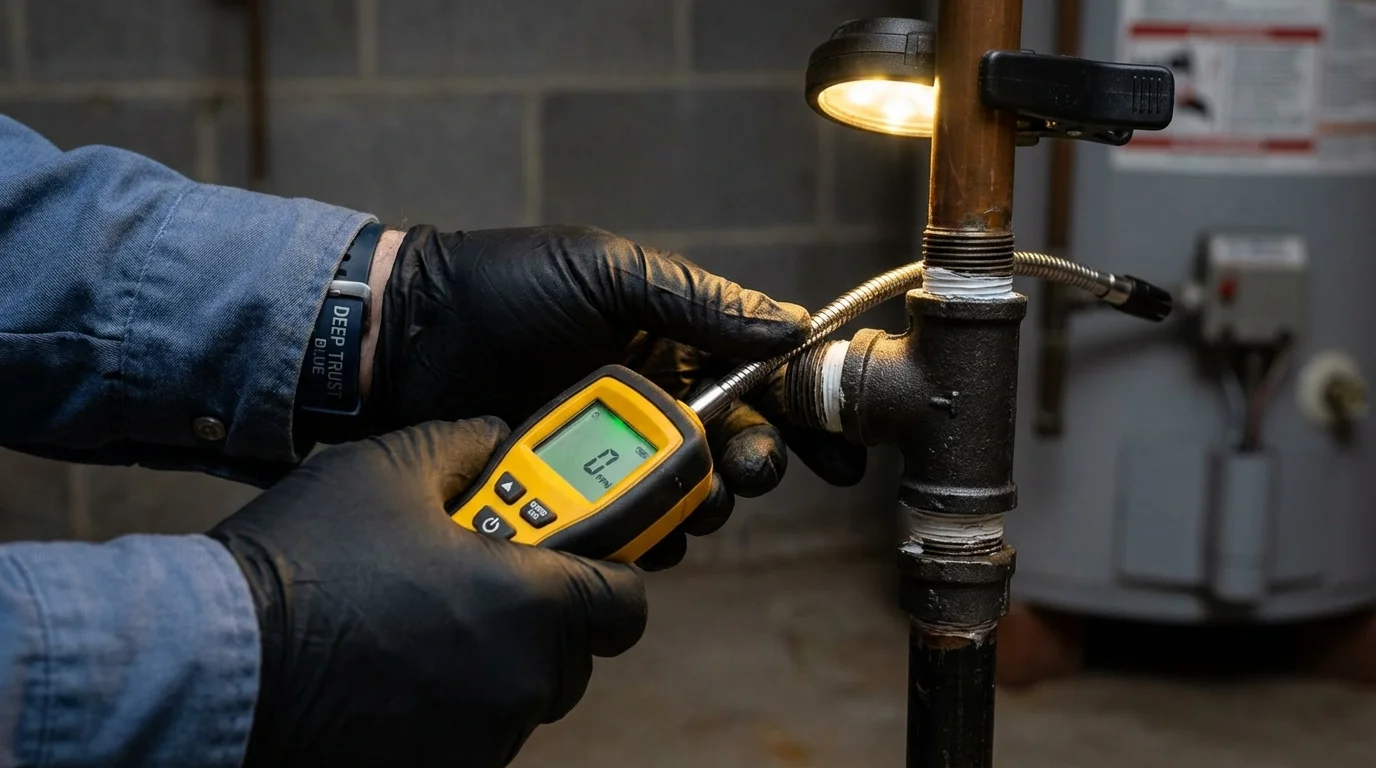 Gas leak detection with electronic sniffer by Johns Plumbing LLC in Shepherd